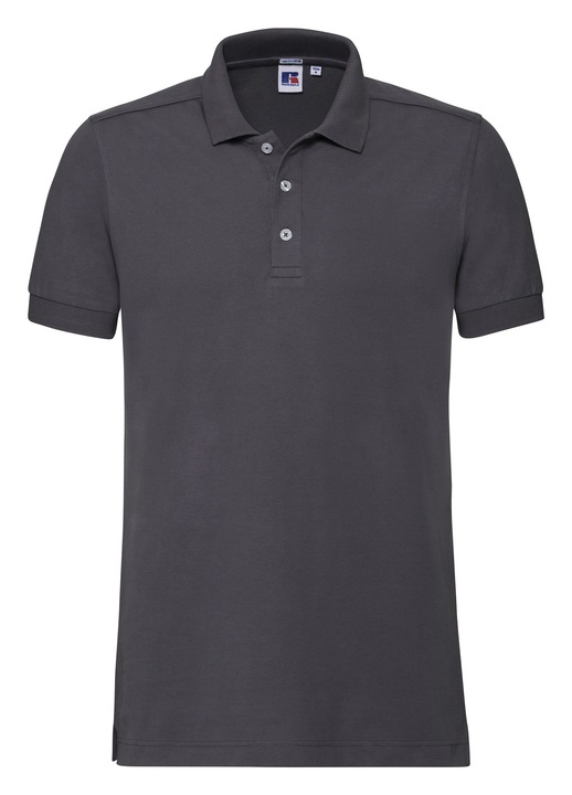 Tricou polo Russell, elastic, gri, bumbac, croiala slim