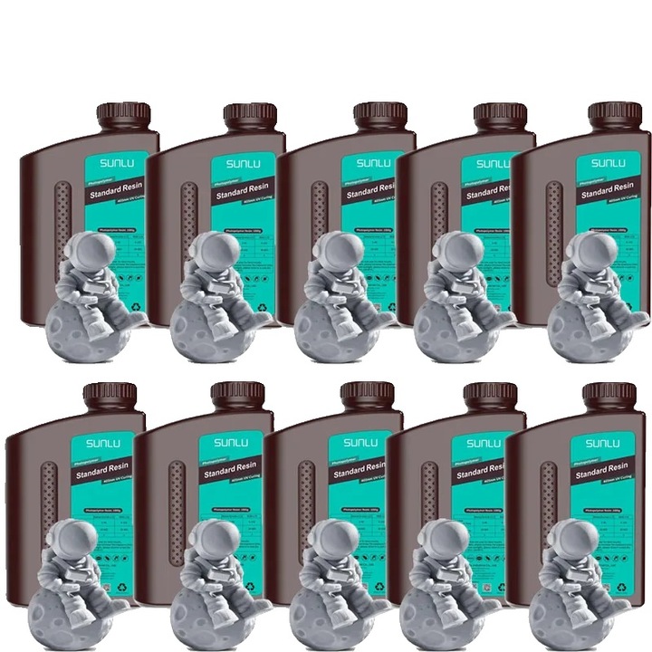 Rasina 3D Standard, 10 Sticle de 1KG, Gri Standard, Usor de Utilizat