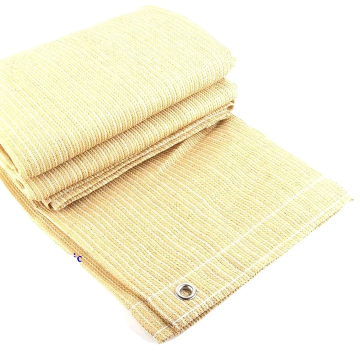 HDPE árnyékolóháló, 90-95% UV-védelem, testreszabható méretek, bézs, 3mx3m