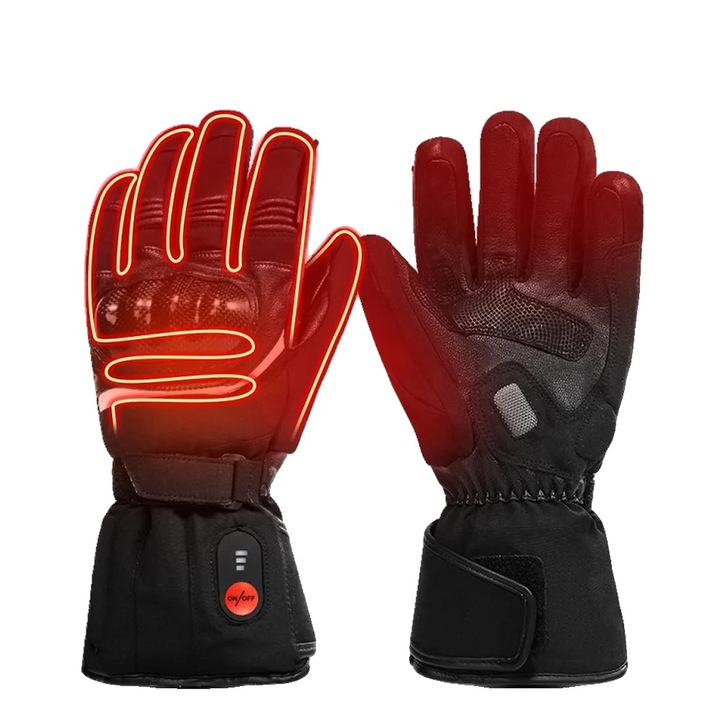 Manusi de motocicleta incalzite, incalzire rapida, rezistente la apa, S28C, XXL