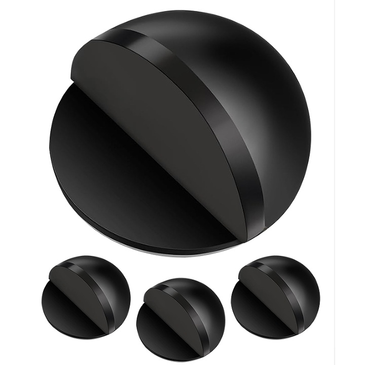 Set 4 Opritoare de Usa Autoadezive din Plastic Rezistent si Cauciuc Antiderapant, Taotigzu Fixare Puternica fara Gaurire, Potrivite pentru Living, Dormitor, Baie, Birou, Negru Mat, Opritor usa Otel