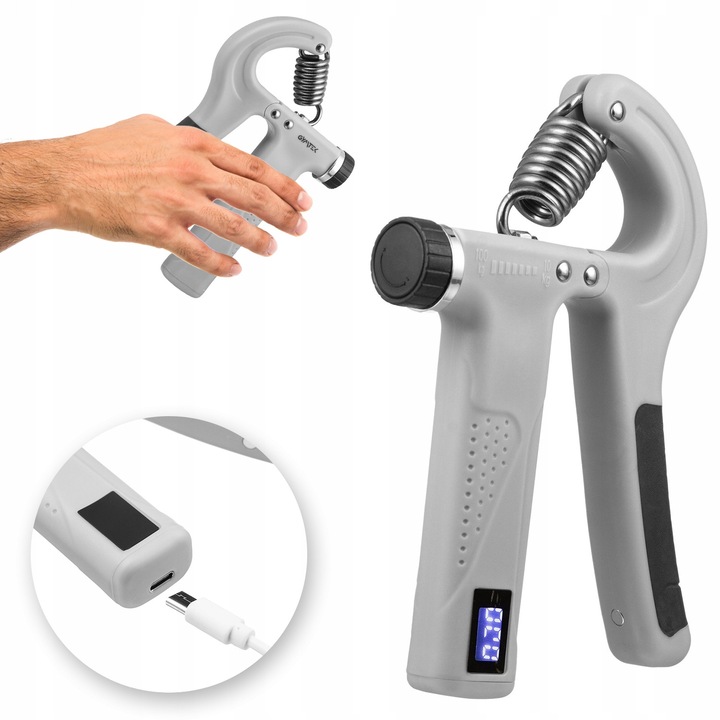 Flexor pentru maini cu contor 10-100kg, Gymtek, LED, incarcare USB