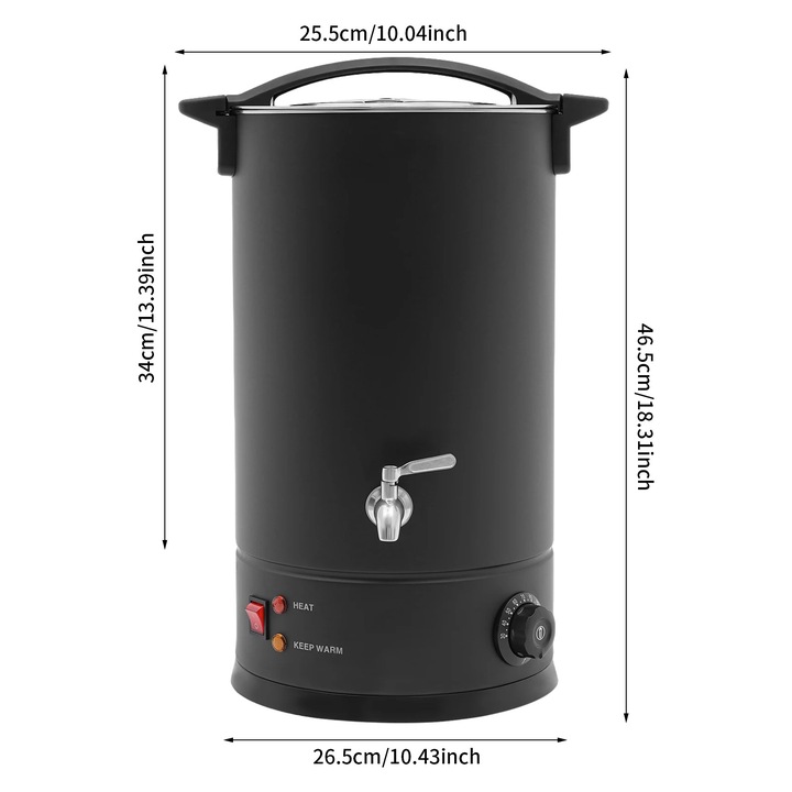 Topitor de ceară, 15 L, otel inoxidabil, temperatură reglabilă 30-110C, gri închis