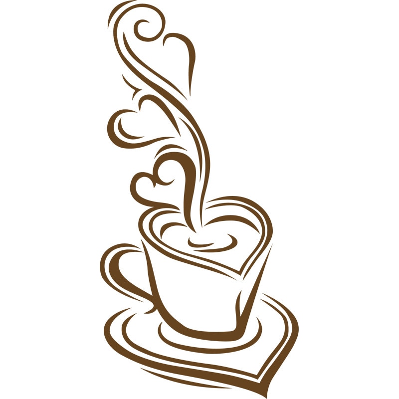 Sticker Decorativ - SMAER - LOVE CAFFE - 30cm x 15cm - Maro