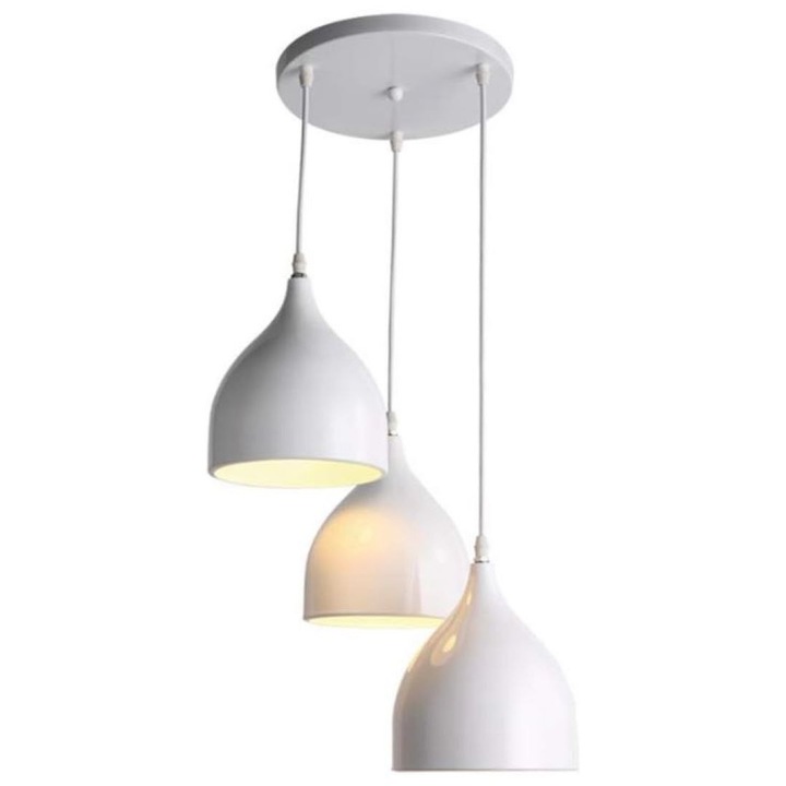 Полилей, Метална висяща лампа AT-17-3SZ, бяла, 15.5x15.5 см, лофт стил