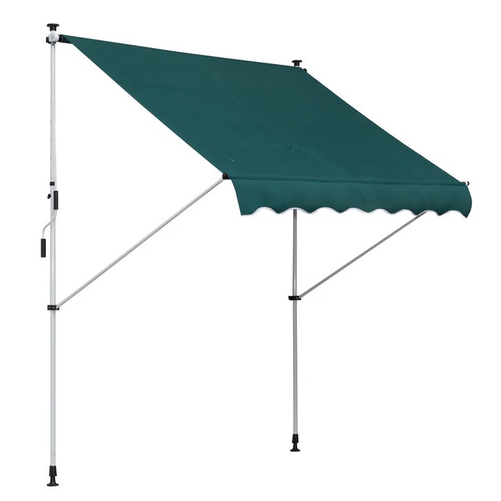 Copertina retractabila manuala, 200x150 cm, poliester impermeabil, verde, inaltime ajustabila 170-280 cm