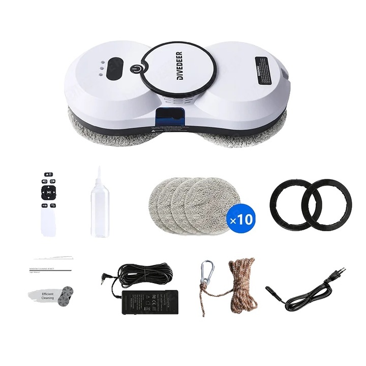 Автоматичен уред за чистене на прозорци, 240V, 5600Pa, Бял