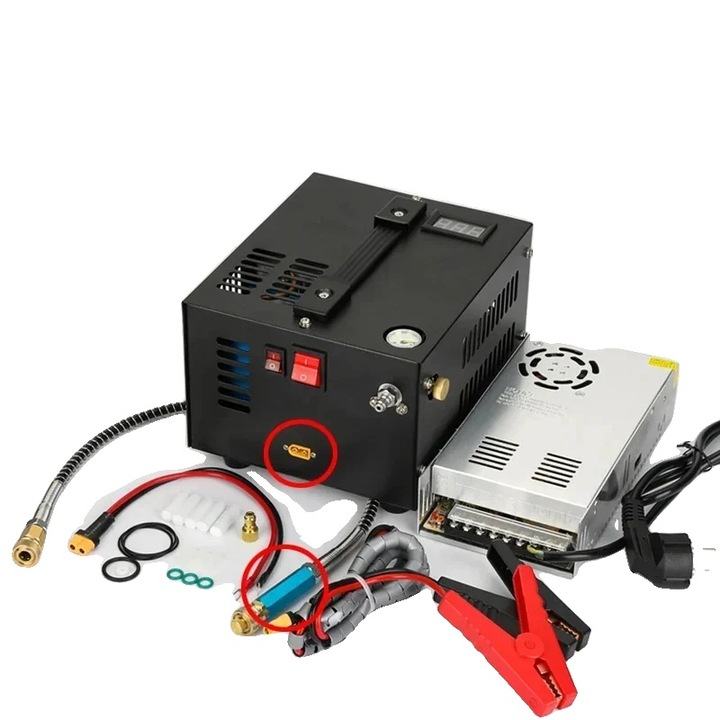 Въздушен компресор, 4500 psi, Многостепенна конструкция, Малък филтър, 12V/110V/220V