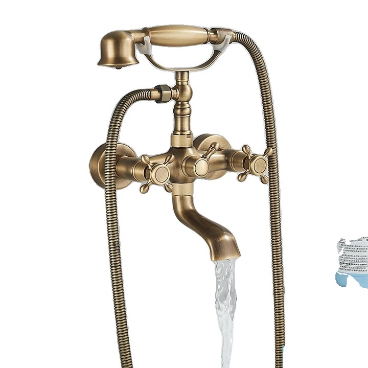 Baterie sanitara pentru cada, design antic, control cu doua manete, ceramica durabila, montare pe perete, culoare ORB