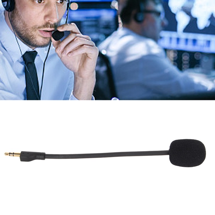 Microfon condensator cu suport anti-vibratii, capac anti-vant, 16.5x4.7cm