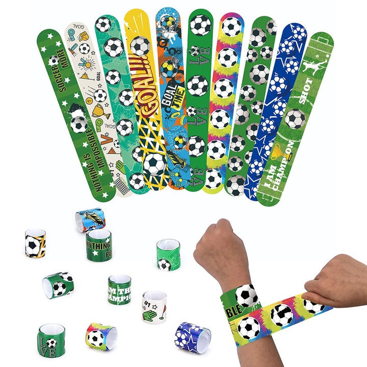 Set 10 bratari slap fotbal, 22 x 3cm, multicolor