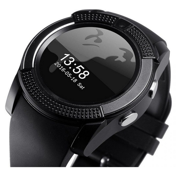 Ceas Smartwatch Chrono 8S Model 2018 ,Conectivitate Bluetooth 4.0 , Camera foto , Functie Telefon , Ecran Lcd , Modul Anti Pierdere ,Notificari pentru Facebook , Whatsapp , Sedentary remind, Black