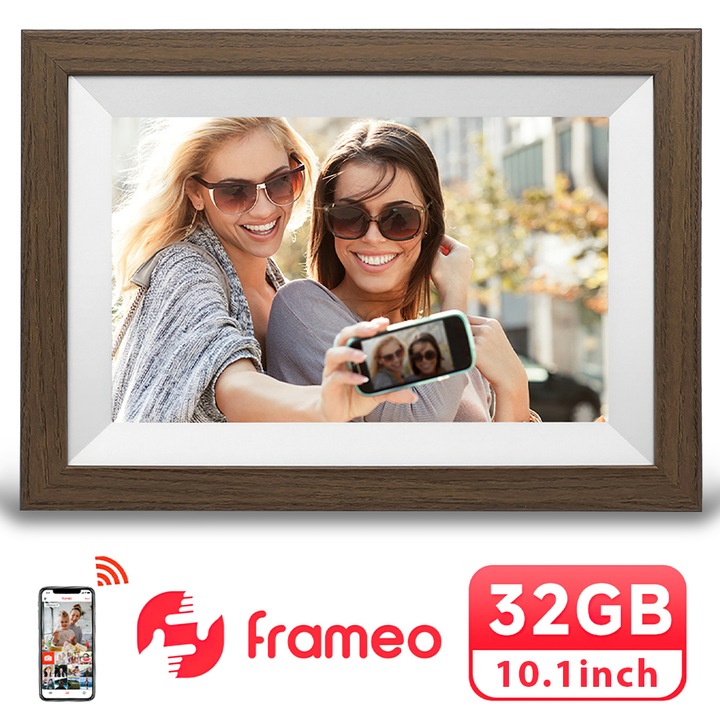 WIFI цифрова фоторамка, Lurelia, 10.1 инча, приложение Frameo, 800x1280 HD IPS сензорен екран, USB слот, SD карта, снимки/видео, високоговорител, 32G