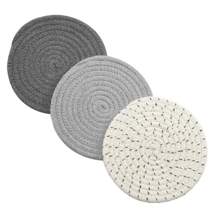 100% pamut edényalátét szett, 3 részes, hőálló, 18cm, többszínű