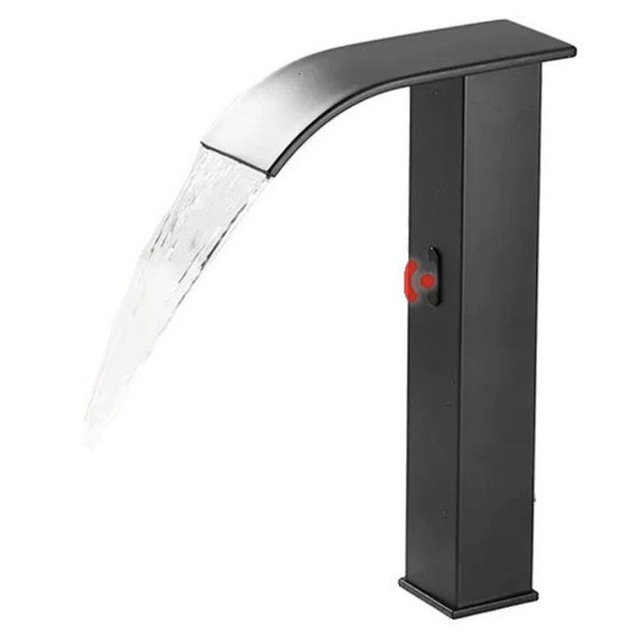 Baterie sanitara cu senzor, control temperatura apa calda si rece, negru, montare pe blatul chiuvetei