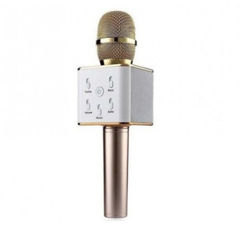 Microfon karaoke Q7, Wireless, Bluetooth, Difuzor incorporat, USB, Acumulator incorporat Microfon karaoke Q7, Wireless, Bluetooth, Difuzor incorporat, USB, Acumulator incorporat
