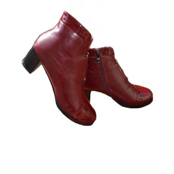 Botine scurte de toamna-iarna, usor imblanite,D&J Exclusive, Rosu Botine scurte de toamna-iarna, usor imblanite,D&J Exclusive, Rosu