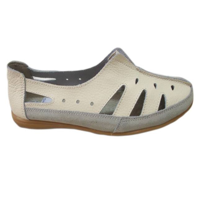 Balerini din piele naturala cu elastic mic in fata,, Bej