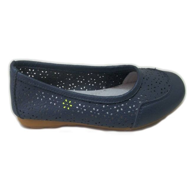 Balerini cu perforatii in motiv floral,D&J Exclusive, Bleumarin
