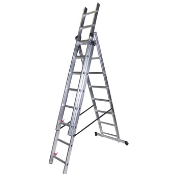 Scara tripla Bisonte, 8 trepte, 2,25 m, aluminiu Scara tripla Bisonte, 8 trepte, 2,25 m, aluminiu