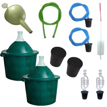 Pachet - 2 x Damigeana 54L din sticla, In cos din plastic + 2 x Dop etansare + 2 x Dop cu serpentina + 2 x Dop cu furtun + 1 x Perie + 1 x Palnie + 1.5m Furtun pentru tras vinul Pachet - 2 x Damigeana 54L din sticla, In cos din plastic + 2 x Dop etansare + 2 x Dop cu serpentina + 2 x Dop cu furtun + 1 x Perie + 1 x Palnie + 1.5m Furtun pentru tras vinul