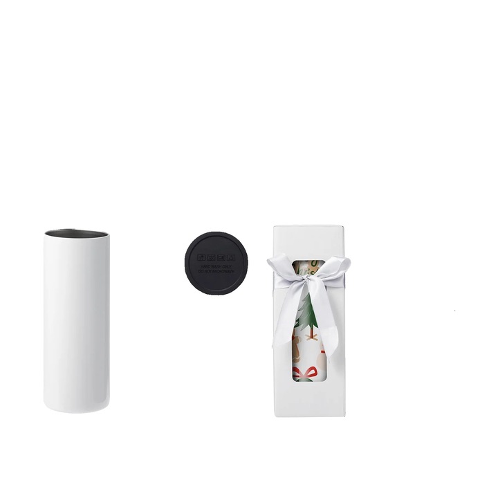 Set 24 Termosuri Sublimare, Otel Inoxidabil, Capacitate 20oz, Alb, 75x210mm