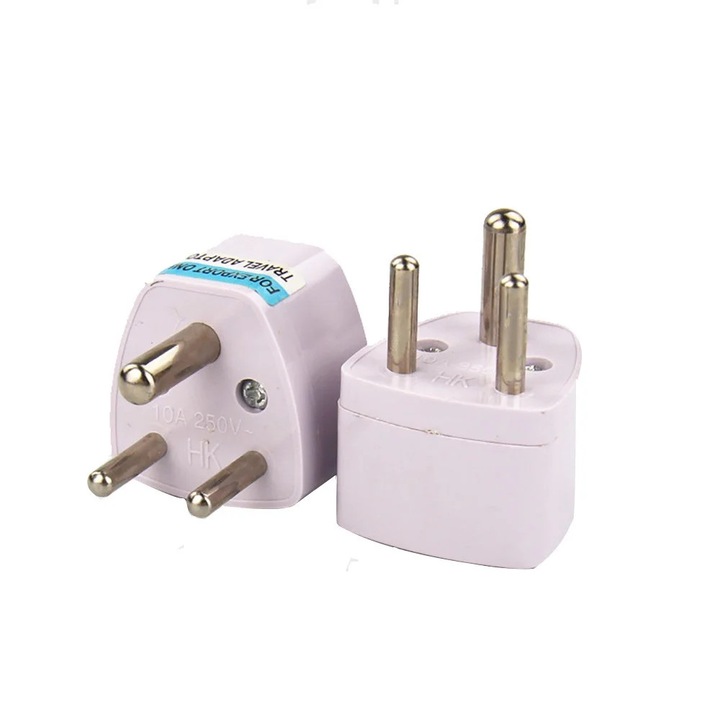 Adaptor de calatorie universal UK/US/EU/AU la Africa de Sud 3 pini, Fokelyi, alb, 1000W