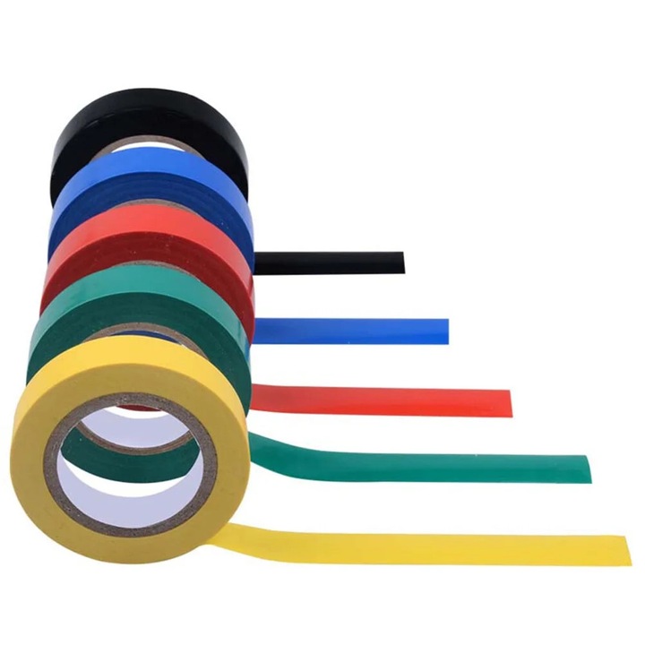 YANYXR PVC elektromos szigetelőszalag készlet, 5 tekercs, piros, 7x7x1.6cm, 10m
