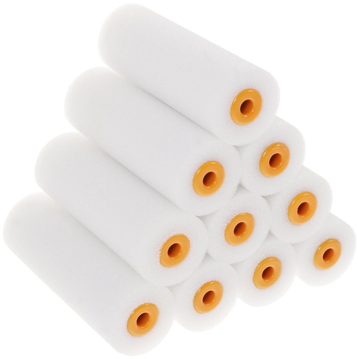 Set 10 role vopsea spuma alb 10.5x3.5x3.5cm pentru pereti si mobilier