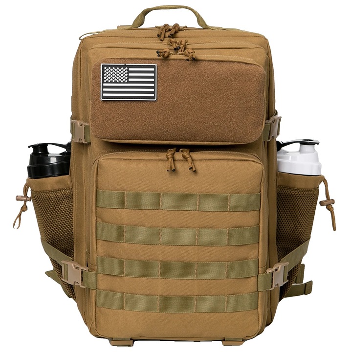 Rucsac tactic, compartimente multiple, suport pentru sticle, kaki