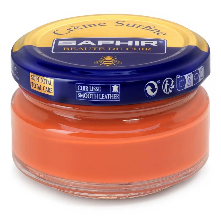 Крем за обувки Saphir Surfine, подхранващ, водоустойчив, охра червен, 50 мл