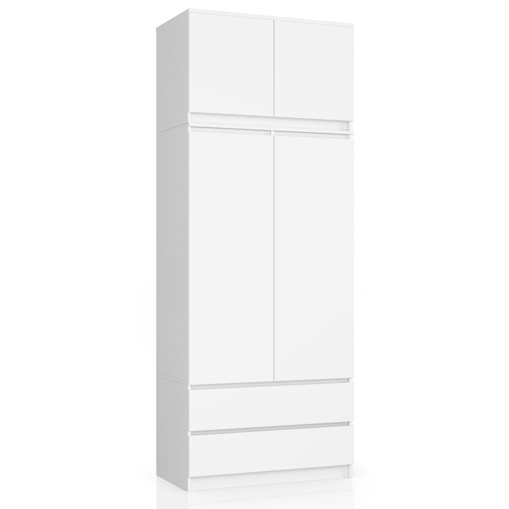 Sifonier cu extensie , Akord Furniture Factory, 90cm, 2 usi, 2 sertare, alb