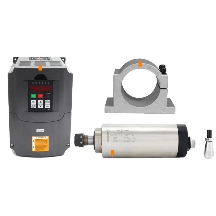 Motor spindle aer racit 2.2KW 24000rpm 0.01mm ER20 80mm