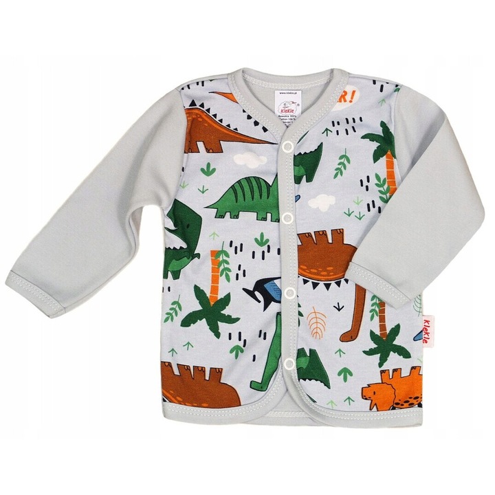 Bluza copii, KLEKLE, DINOZAURI, gri, 100% bumbac