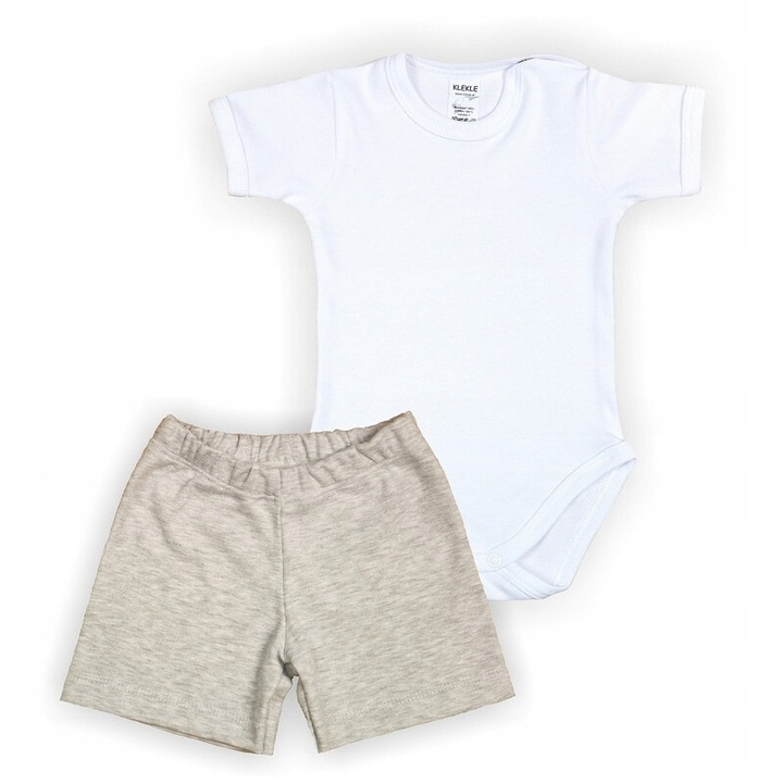 Compleu copii, Klekle, Bumbac, gri/alb