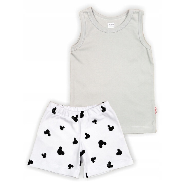 Compleu copii, Klekle, Bumbac, alb/gri