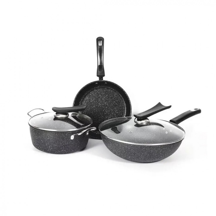 3 darabos gránit lábas és serpenyő szett tapadásmentes bevonattal