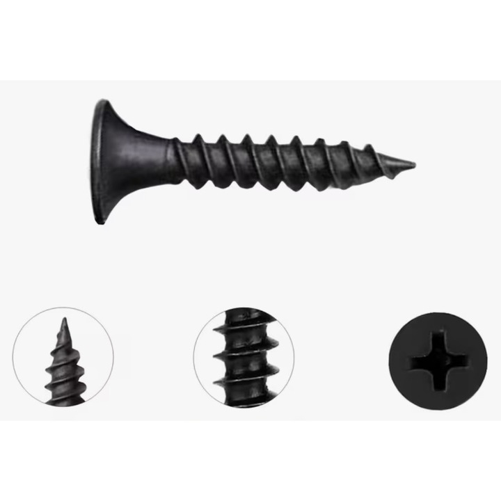 Set 100 buc, Surub gips carton autofiletant, (negrese lemn) 3.5*35