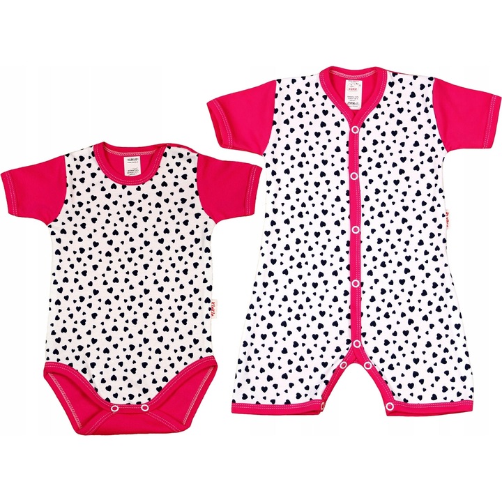 Set body/salopeta pentru copii Heart, KLEKLE, Bumbac, Multicolor