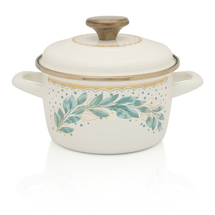 Oala 1.9l cu capac Green Line Metalac email/16cm/1.9l