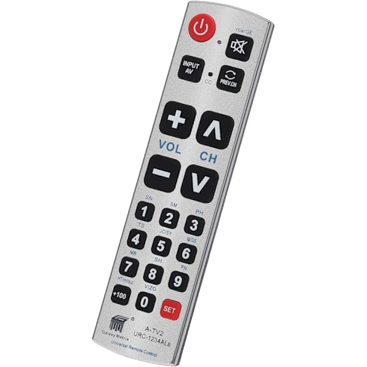 Telecomanda universala cu butoane mari pentru seniori, functie de invatare, 2xAAA, multicolor