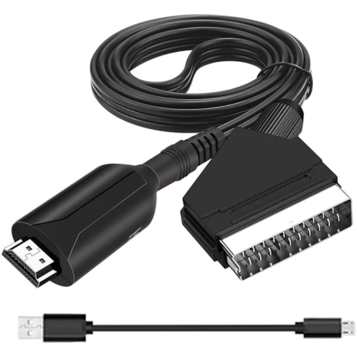 Convertor SCART la HDMI, 1080p, suporta PAL si NTSC, plug and play