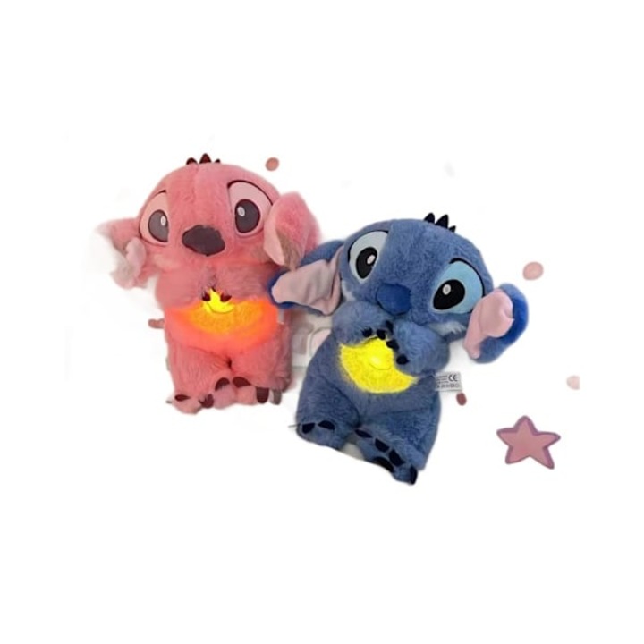 Jucarie de plus Stitch, miscare ritmica de respiratie, roz, set de jucarii de plus