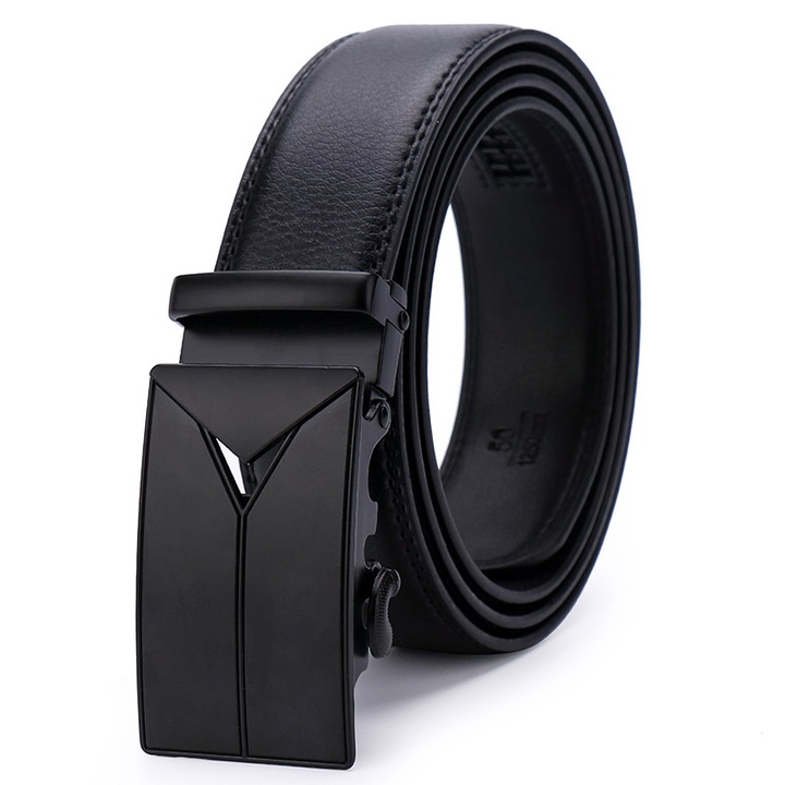 Curea barbati, curea automata cu ratchet, 35mm latime, piele, neagra