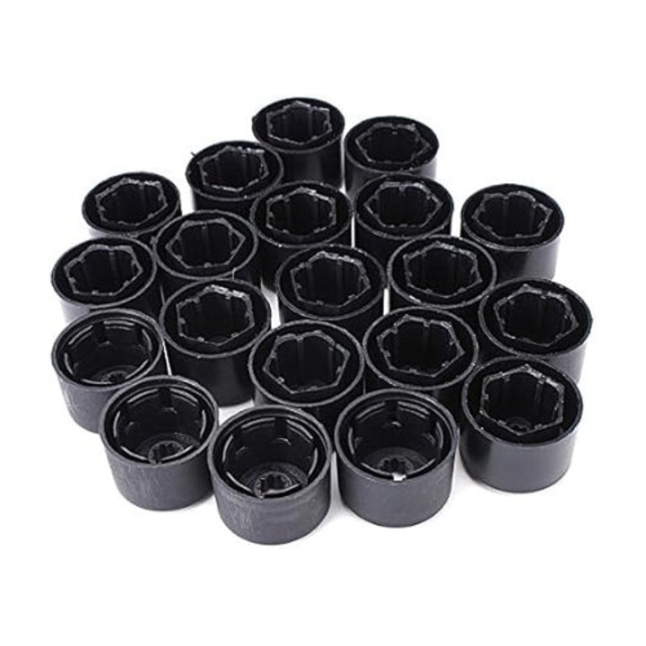 Set 20 Capace pentru Piulite OCEAN 17 mm, Plastic, Negru, compatibil cu VW Golf Mk
