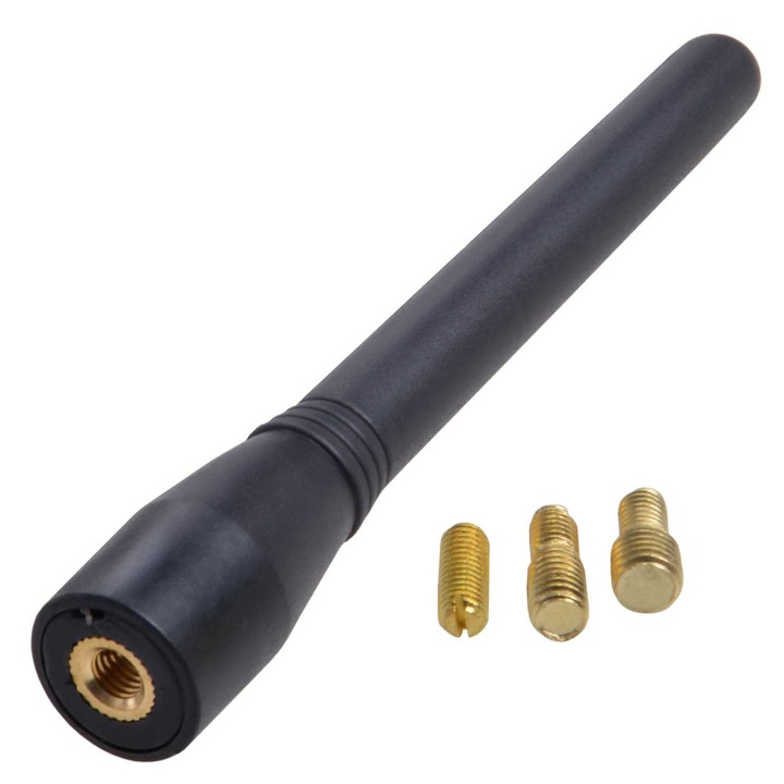 Tija Antena Auto Scurta 10cm Universala cu 3 Adaptori, Compatibila cu Antena Originala Radio FM / AM