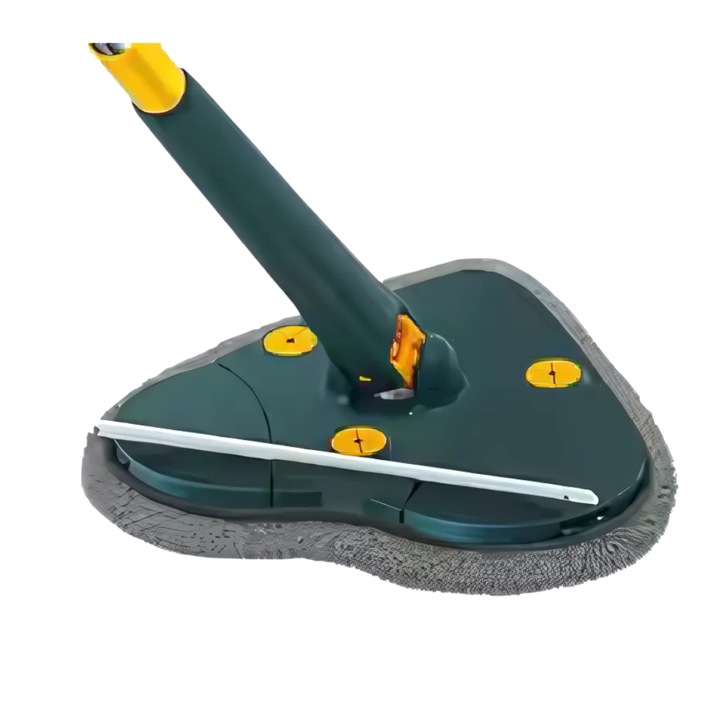 Телескопичен моп с глава тип сърцевидна, Macvi, 360°, лесен за почистване, 127 см, зелен, въртяща се глава и микрофибърни кърпи