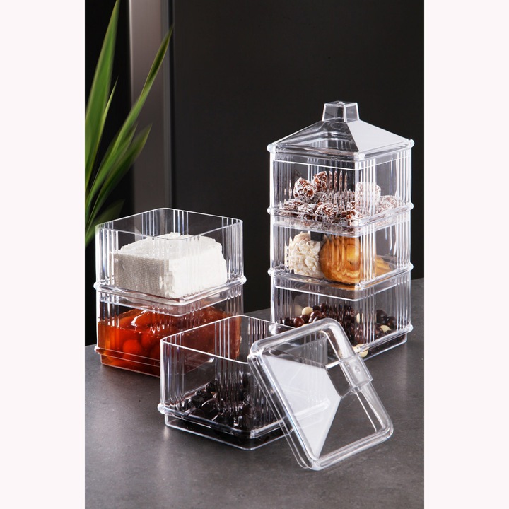 Set 6 recipiente alimentare, UnicUtil, Stylish Compact, Transparent
