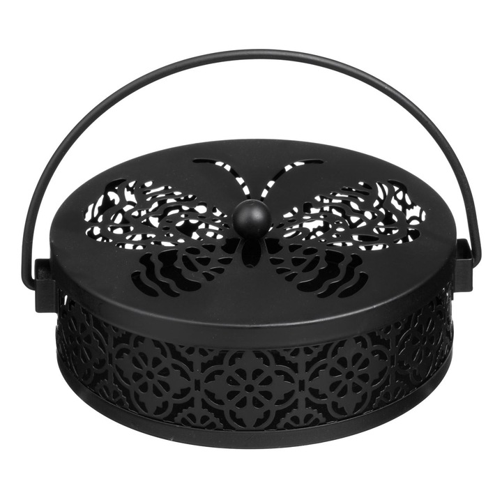 Suport Metalic Negru cu Model Fluture pentru Spirala Anti Tantari Ø15.5x5cm