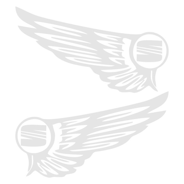 Set 2 Sticker Auto Seat aripi luneta - capota, 30 cm, alb